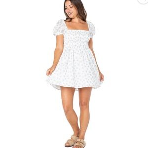 Celebrity Pink Green and White Floral Baby Doll Short Dress size M